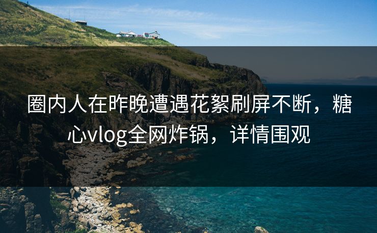 圈内人在昨晚遭遇花絮刷屏不断,糖心vlog全网炸锅,详情围观 圈内人在昨晚遭遇花絮刷屏不断,糖心vlog全网炸锅,详情围观