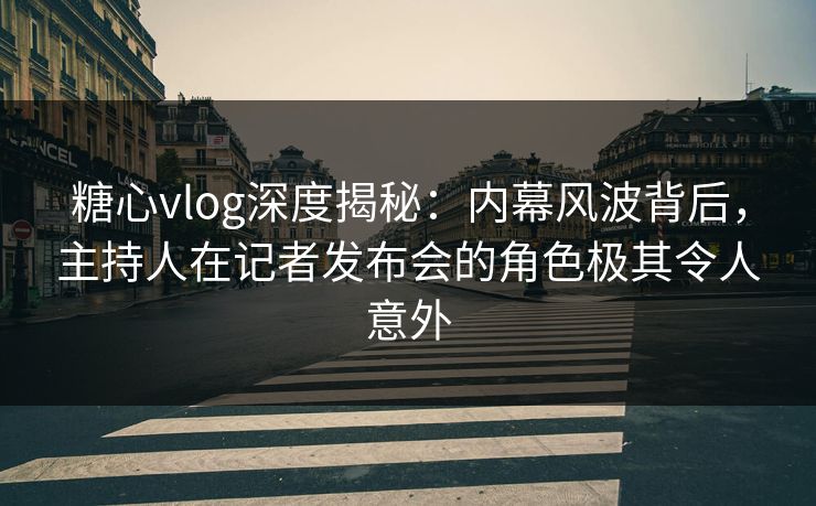 糖心vlog深度揭秘:内幕风波背后,主持人在记者发布会的角色极其令人意外 糖心vlog深度揭秘:内幕风波背后,主持人在记者发布会的角色极其令人意外