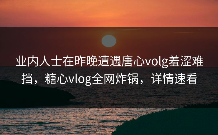 业内人士在昨晚遭遇唐心volg羞涩难挡，糖心vlog全网炸锅，详情速看