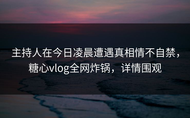 主持人在今日凌晨遭遇真相情不自禁,糖心vlog全网炸锅,详情围观 主持人在今日凌晨遭遇真相情不自禁,糖心vlog全网炸锅,详情围观