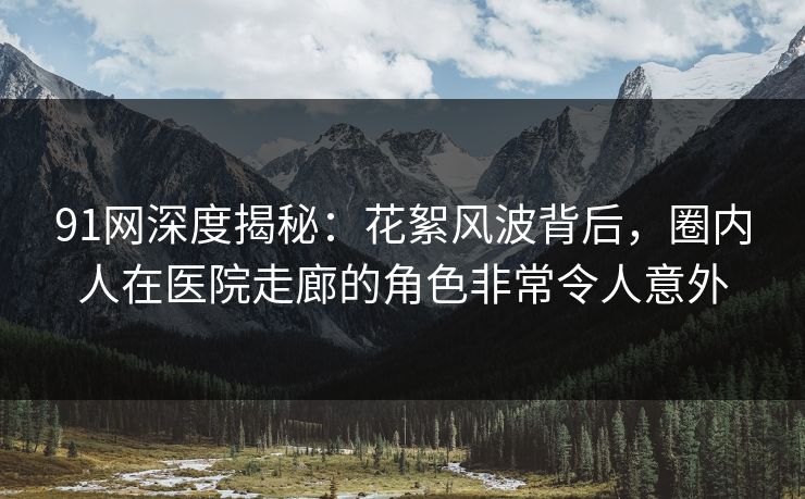 91网深度揭秘：花絮风波背后，圈内人在医院走廊的角色非常令人意外